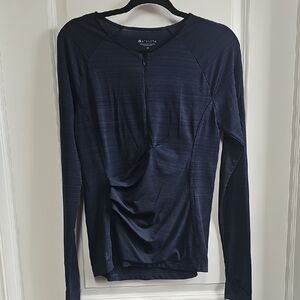 Athleta Blue Fitted Long Sleeve Button Down Shirt